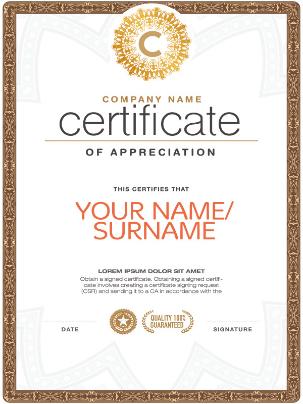 certificate of honor